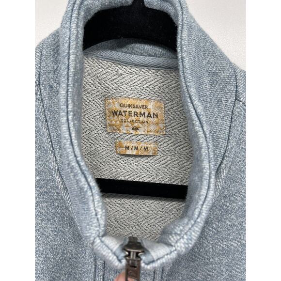 Quicksilver Waterman 1/4 Zip Sweater Mens Sz M Light Blue Pullover Sweatshirt - Picture 6 of 12